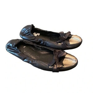 Pedro Garcia Black And Gold Ballet Leather Flats